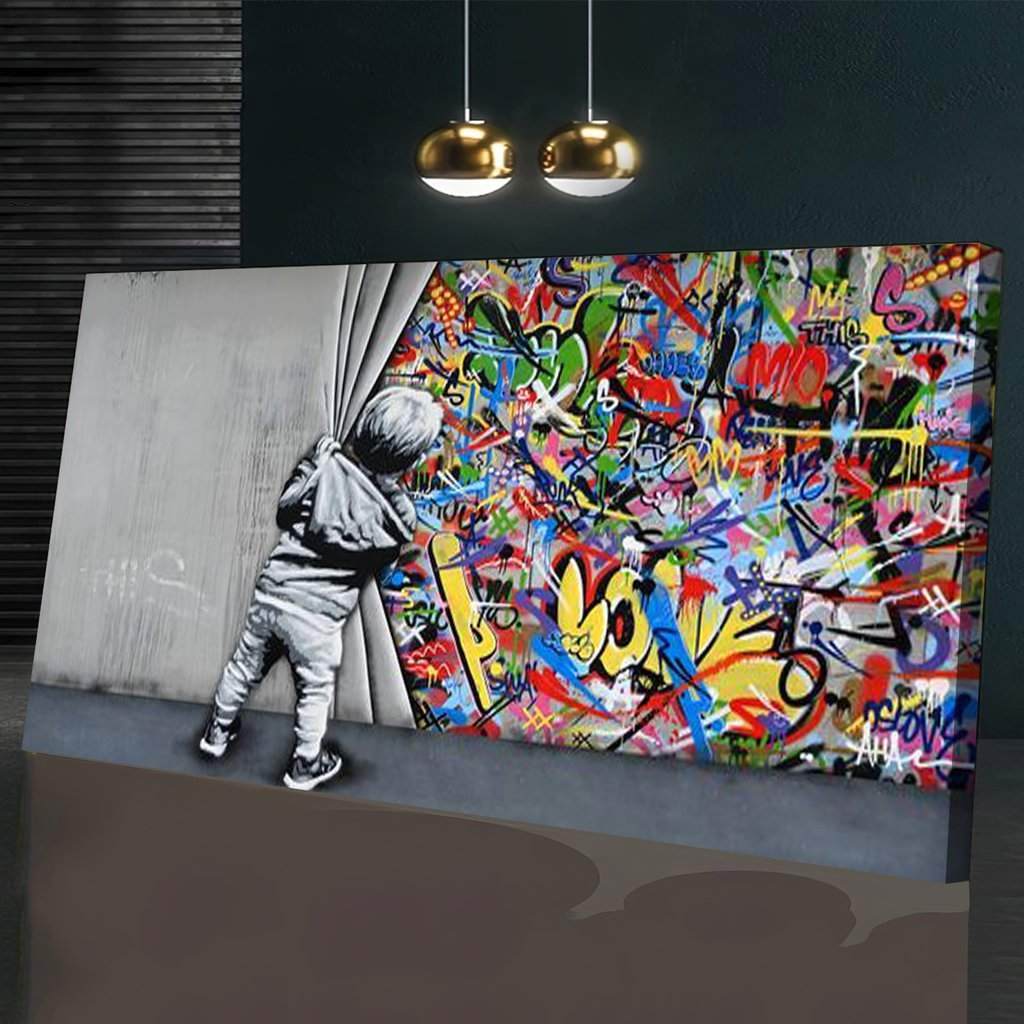Quadro Murro Pichado Street Art:140x70 cm/PRETA - 5