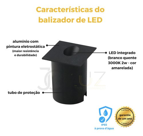 Kit 15 Balizador de Led Luminaria Ip65 Led 2w Parede Escada - Preto - 3