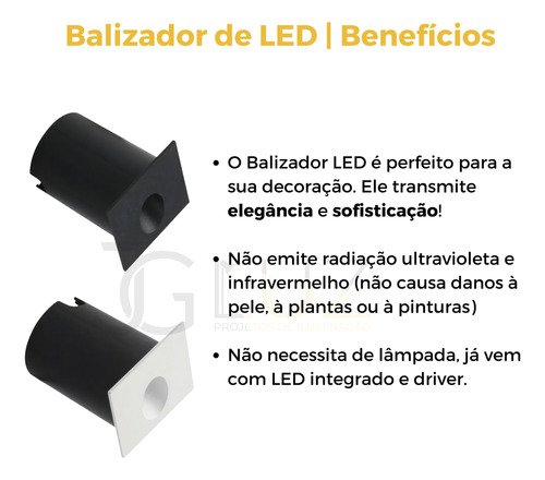 Kit 15 Balizador de Led Luminaria Ip65 Led 2w Parede Escada - Preto - 6