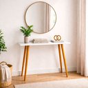 Ver imagem 3 de Aparador Moderno para Sala e Hall de Entrada 90x35x82 cm 4 Pés de Madeira – Mesa Decorativa Branco