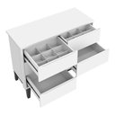 Ver imagem 4 de Dormitório Infantil Classic 2 Portas, Cômoda 6 Gavetas, Berço Branco/Savana com Pés Amadeirado e