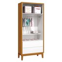 Ver imagem 2 de Dormitório Infantil Classic 2 Portas, Cômoda 6 Gavetas, Berço Branco/Savana com Pés Amadeirado e