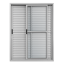 Ver imagem 1 de Porta Balcão de Aluminio Brilhante 3 Folhas Linha 25 com Fechadura 2,10x1,20