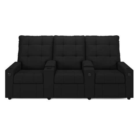Poltrona Reclinável para Cinema Parma 3 Lugares Baú Usb Pu Preto Fh1 - D'Rossi