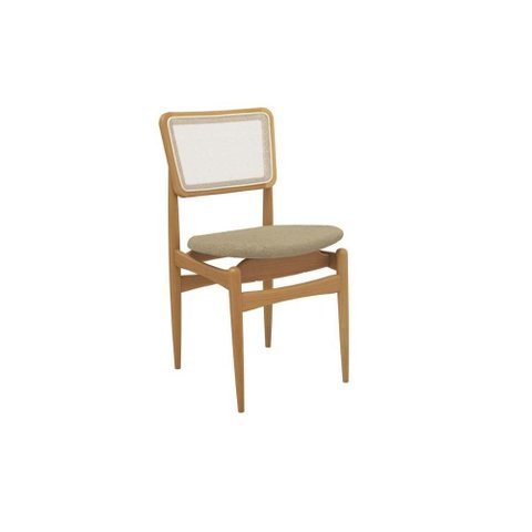 Cadeira Sala de Jantar Stela 1cmm013ca Premium Madeira Maciça 1 Un Carvalho/boucle Bege/tela Bege
