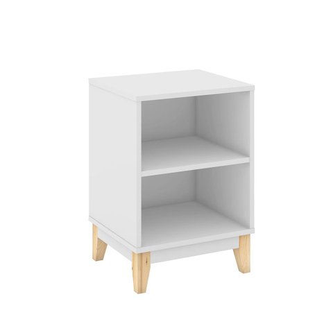 Mesa Lateral de Apoio 40 X 57 Cm 2 Nichos Pés Madeira Mdp Branco - Clicklar