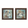 Dupla de Quadros de Pássaros, Marrons com Vidro, 21 cm - 1