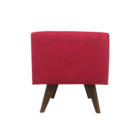 Puff Pé Palito Quadrado Não É Segredo Suede Amassado Vermelho 40x45