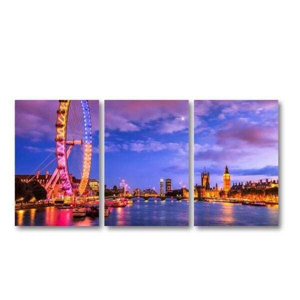 Quadro London Paisagem Sala Escritório em Tecido 3 peças - 3