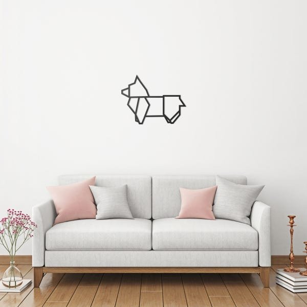 Quadro Decorativo Parede Origami Cachorro 60cm - 1