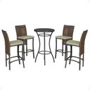 Ver imagem 1 de Mesa Bistrô e 4 Banquetas Roma Preta Corda Náutica Estofado 7 Trama Original