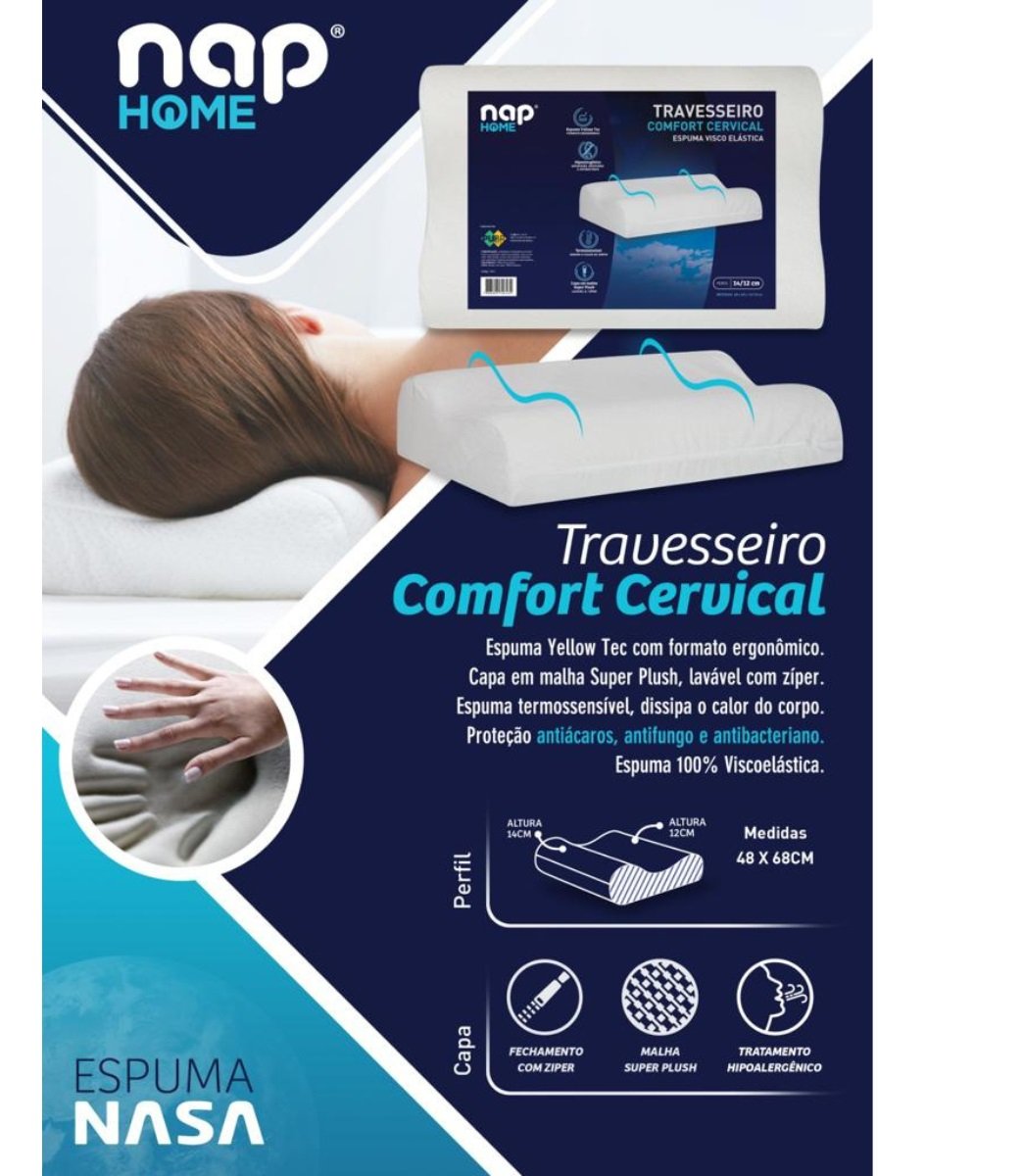 Travesseiro Cervical Comfort Nasa Ortopédico Anatômico Nap - 4