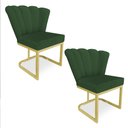 Ver imagem 1 de Kit 02 Poltronas Flor Veludo Verde Base Metálica Industrial Dourado - Pallazio