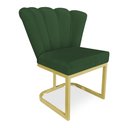 Ver imagem 3 de Kit 02 Poltronas Flor Veludo Verde Base Metálica Industrial Dourado - Pallazio