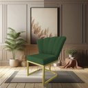 Ver imagem 2 de Kit 02 Poltronas Flor Veludo Verde Base Metálica Industrial Dourado - Pallazio