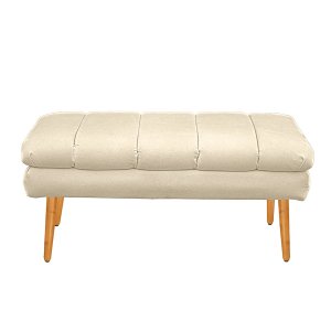 Puff Aparador Estofado Italy Decorativo Veludo Bege Claro