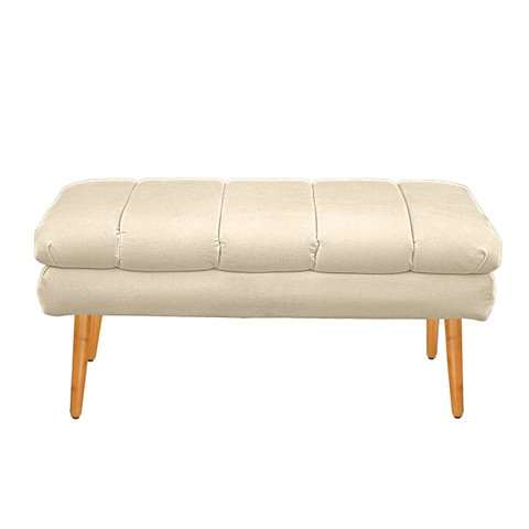Puff Aparador Estofado Italy Decorativo Veludo Bege Claro