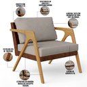 Ver imagem 4 de Kit 02 Poltronas Decorativas Para Sala De Estar Pietra L02 Couríssimo Marrom Linho Bege - Lyam