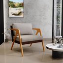 Ver imagem 2 de Kit 02 Poltronas Decorativas Para Sala De Estar Pietra L02 Couríssimo Marrom Linho Bege - Lyam