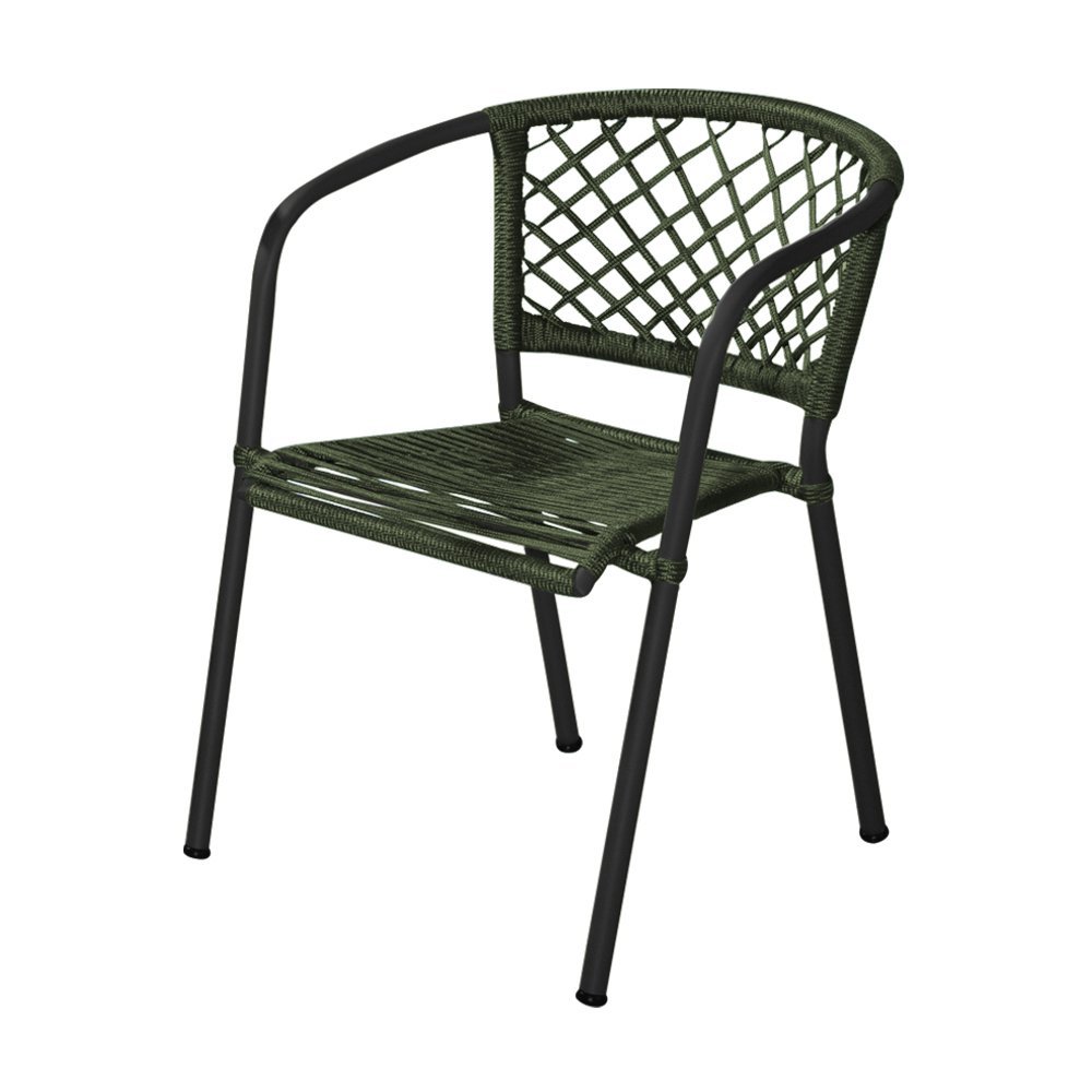 Cadeira em Corda Náutica Verde e Alumínio Preto Florence para Área Externa - 1