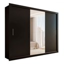 Ver imagem 3 de Guarda-roupa Casal Carol 3 Portas de Correr com Espelho 4 Gavetas Preto - Pm