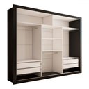 Ver imagem 5 de Guarda-roupa Casal Carol 3 Portas de Correr com Espelho 4 Gavetas Preto - Pm