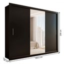 Ver imagem 4 de Guarda-roupa Casal Carol 3 Portas de Correr com Espelho 4 Gavetas Preto - Pm