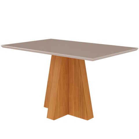 Mesa de Jantar Patrícia Nature com Vidro Off White 160x80 Fabrispuma