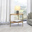 Ver imagem 1 de Mesa de Canto em Mdf Orgânica Tb629 60cm em Mdf Pés Metálicos Gold Freijó Dalla Costa