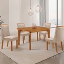 Ver imagem 1 de Mesa de Jantar Liz 120cm Tampo MDF Laminado Canto Copo com 4 Cadeiras Yasmin
