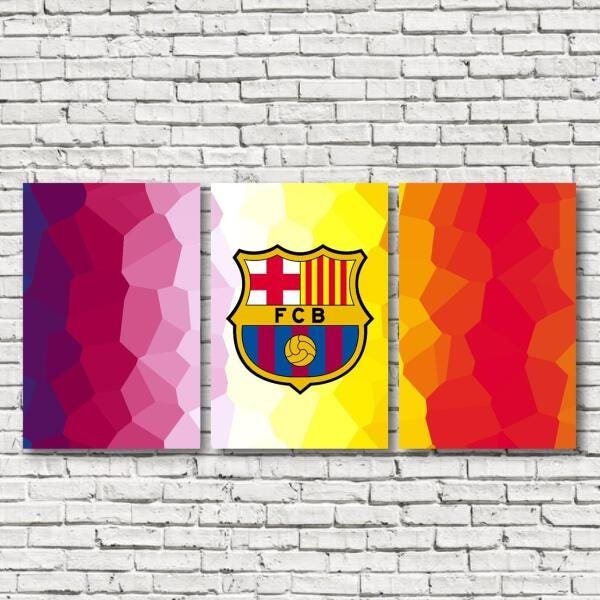 Quadro FC Barcelona decorativo Tela em Tecido 3 Peças - 2