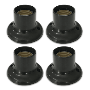 Kit 4 Soquete Fixo Bocal para Lâmpada E27 Suporta Lâmpada até 150w Cor:preto