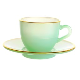 Jogo de Xícaras para Café Matte Verde com Borda Dourada em Vidro com Pires 85ml - 8 Peças - 3