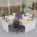 Ver imagem 1 de Estação de Trabalho com 4 Escrivaninhas em L Office Branco/Dubai