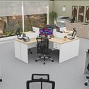 Ver imagem 4 de Estação de Trabalho com 4 Escrivaninhas em L Office Branco/Dubai