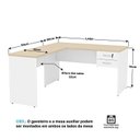 Ver imagem 3 de Estação de Trabalho com 4 Escrivaninhas em L Office Branco/Dubai