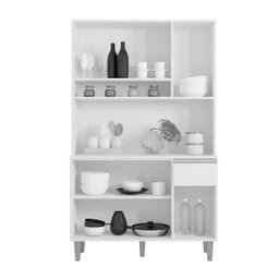 Armário Cozinha Compacta 6 Portas Marcia 105cm Preto Ajl Móveis - 2