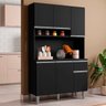 Armário Cozinha Compacta 6 Portas Marcia 105cm Preto Ajl Móveis - 3