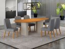 Ver imagem 7 de Conjunto Sala de Jantar Ísis 180cm com 6 Cadeiras Tampo Orgânico s/ Vidro Cinamomo Cinamomo/Linho Ci