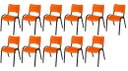 Ver imagem 2 de Cadeira Iso Base Preto Escola, Escritório Laranja Kit 11 Un