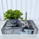 Ver imagem 2 de Decoração sala livro caixa + vaso cinza + enfeite torre