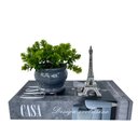 Ver imagem 1 de Decoração sala livro caixa + vaso cinza + enfeite torre