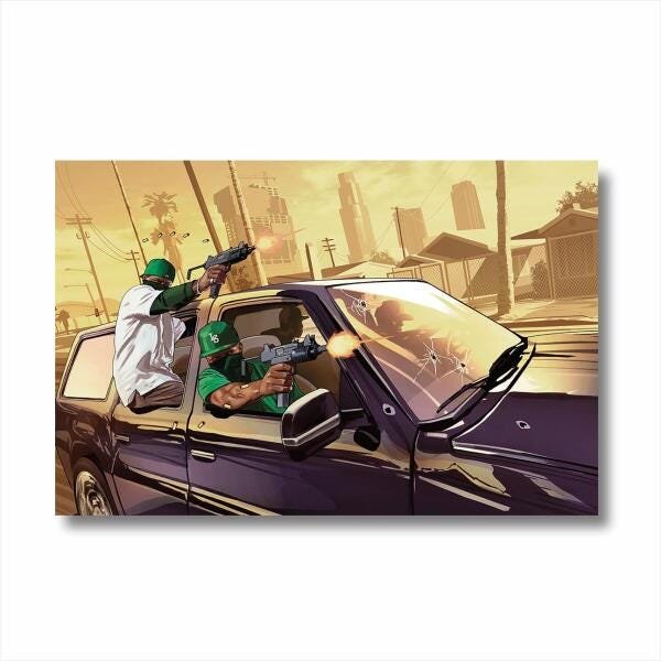 Quadro decorativo GTA Jogos com Tela em Tecido - 2