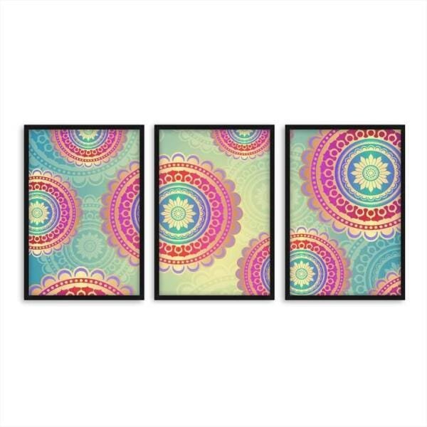 Quadro Mandala Artístico Para Sala Quarto Kit 3 Peças - 1