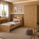 Ver imagem 3 de Jogo de Quarto Cama com Colchão Incluso e Guarda-Roupa 4 Portas 2 Gavetas Lira Multimóveis MP4839