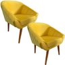Kit Duas Poltronas Giovana em Sued Premium:amarelo Pés Madeira Claro - 1