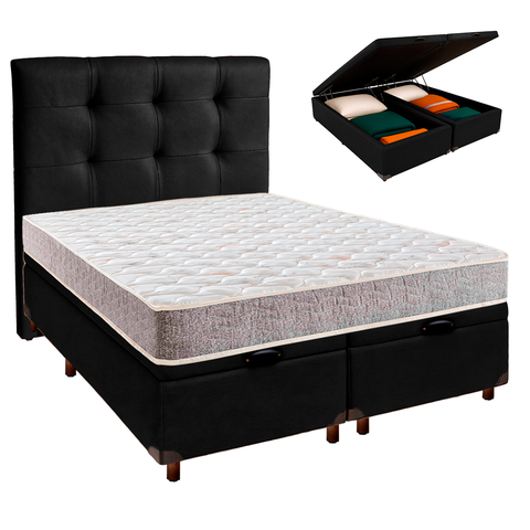 Kit Cabeceira + Cama Box Bau + Colchão Casal D33 D33 Inducol