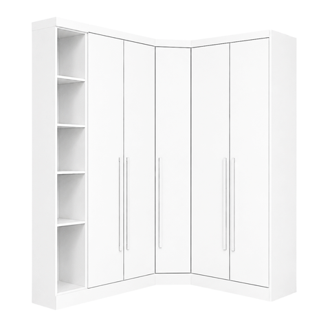 Guarda-Roupa Modulado de Canto Oblíquo 5 Portas e Cantoneira 100% MDF Cairo