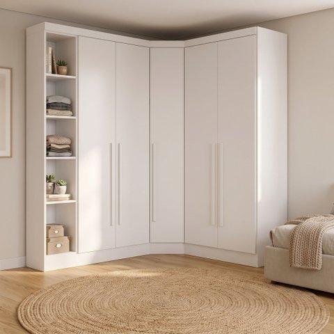 Guarda-Roupa Modulado de Canto Oblíquo 5 Portas e Cantoneira 100% MDF Cairo