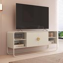 Ver imagem 1 de Rack para Sala de Estar TV 55 pol Industrial Orgânico Alek A03 Off White - Lyam Decor
